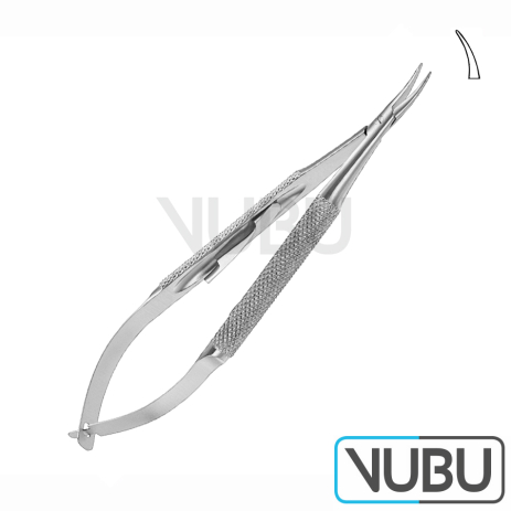 BARRAQUER-TROUTMAN MICRO NEEDLE HOLDER WIDTH RATCHET CURVED 10CM