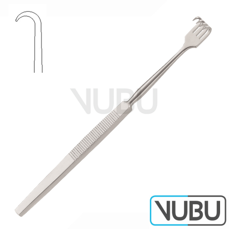 RETRACTOR MORE CURVED 4 PRONGS BLUNT 16,0CM