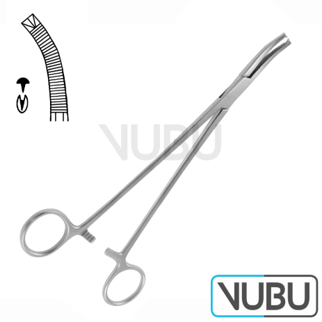 WERTHEIM CLAMP FORCEPS MORE CURVED 23,0CM