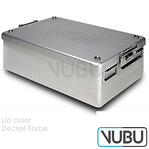 Container 310mm x 190mm x 100mm silver Lid perforated - unperforated tub Internal dimensions 280mm x 182mm x 90mm