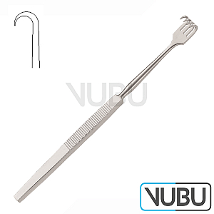 RETRACTOR MORE CURVED 4 PRONGS SHARP 16,0CM